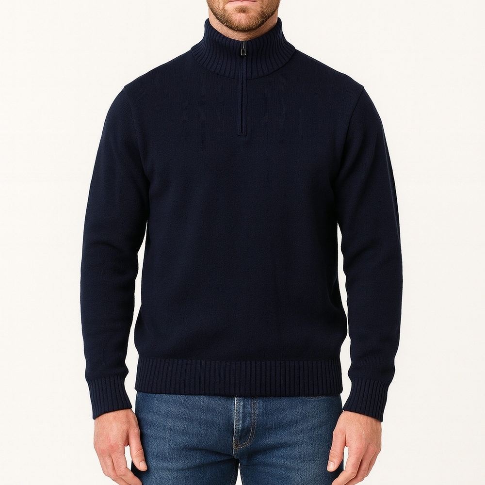 Vineyard Vines Mens Navy Quarter Zip Wool Cable Knit High Neck Sweater Size XL